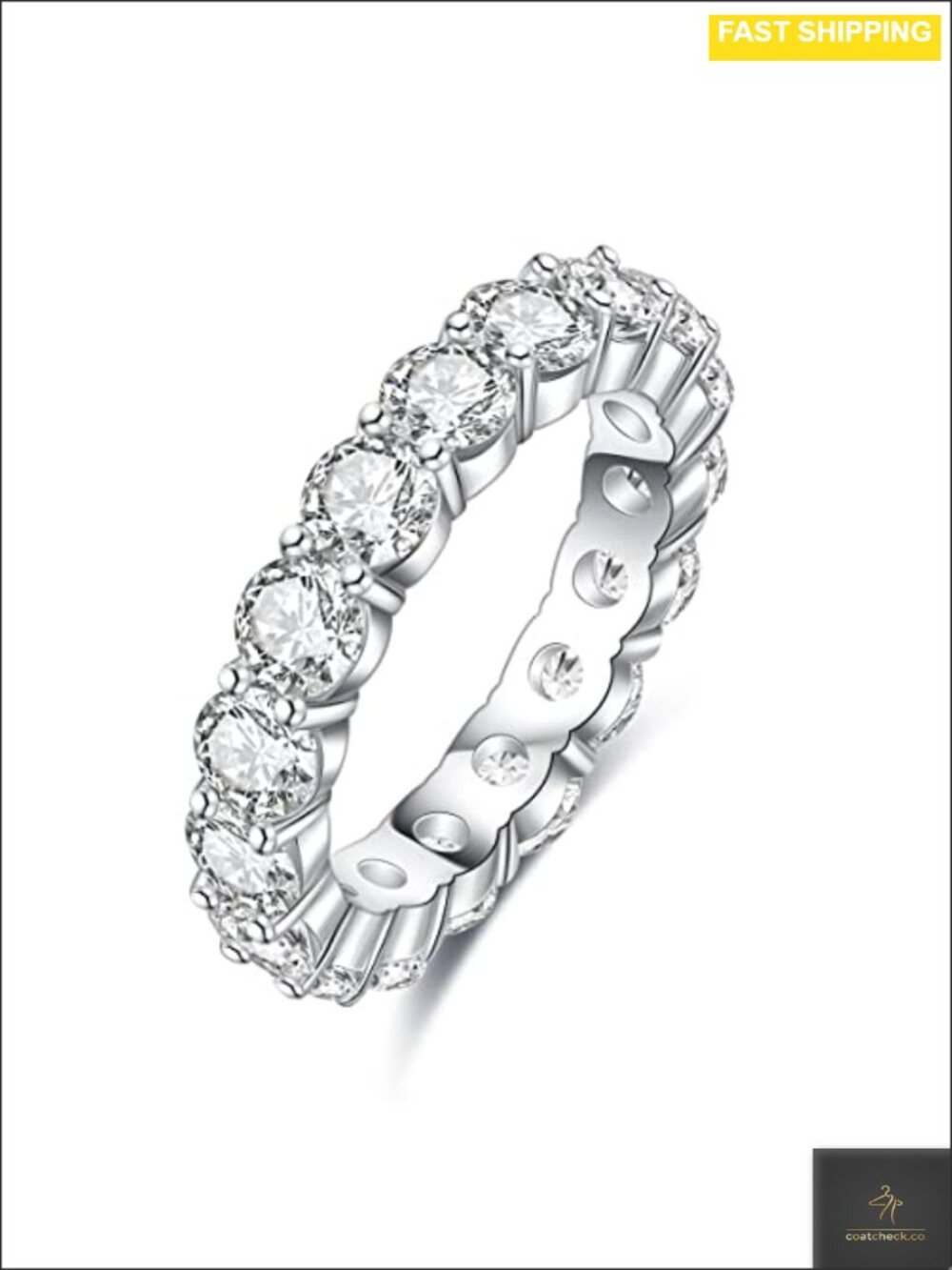 Moissanite Eternity Ring 5cttw Round Cut 925 Sterling Silver Wedding Band